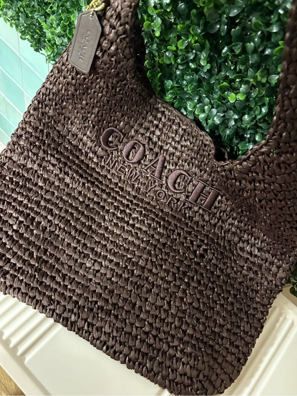Coach New York Brown Woven Shoulder Bag